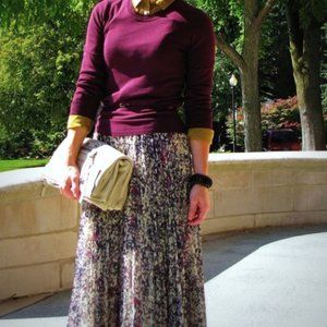 Anthropologie Fei Pleated Long Maxi Skirt